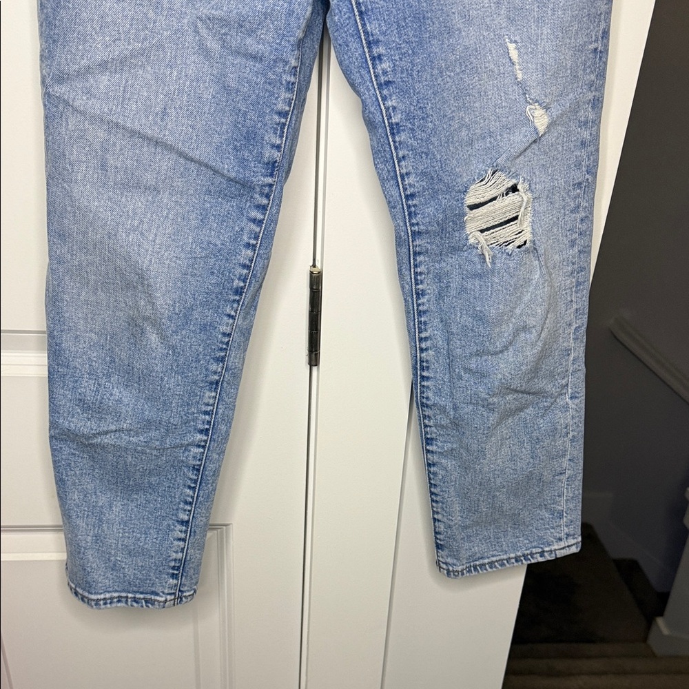 Express Light Blue Mom Jean Super High Rise - Picture 5 of 8